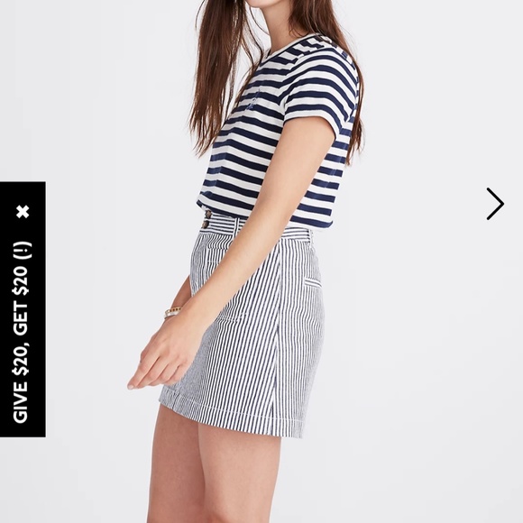 Madewell Stretch A-Line Mini Skirt in Navy Stripe size 6 - Picture 10 of 12